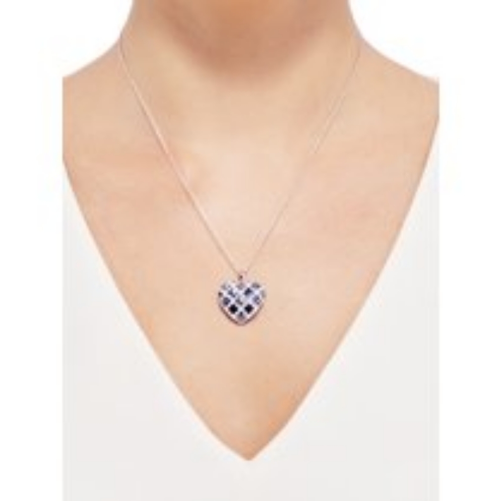 Crystal Heart Motif Pendant Sterling Silver NWOT